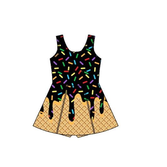 3.29 GSD2414 Baby Girls Black Ice-cream Drip Yoga Skort Knee Length Dresses Pre order