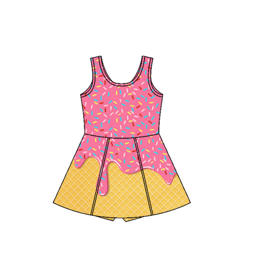 3.29 GSD2417 Baby Girls Pink Ice-cream Drip Yoga Skort Knee Length Dresses Pre order
