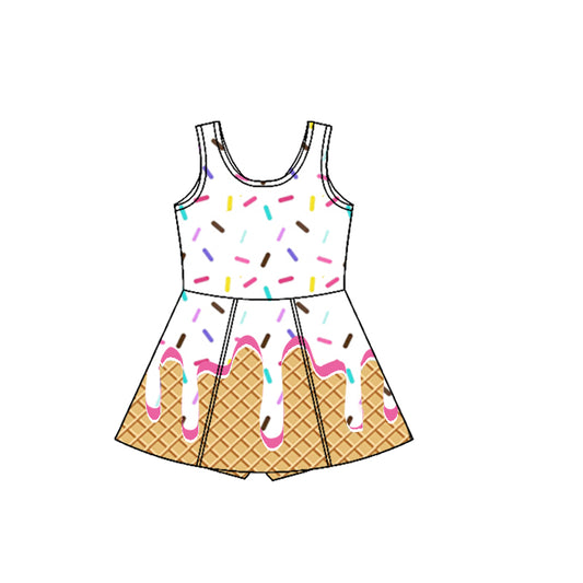 3.29 GSD2418 White Baby Girls Ice-cream Drip Yoga Skort Knee Length Dresses Pre order