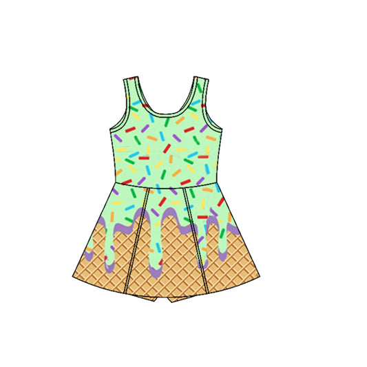 3.29 GSD2420 Green Baby Girls Ice-cream Drip Yoga Skort Knee Length Dresses Pre order