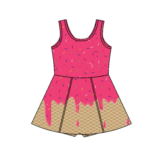 3.29 GSD2427 Baby Girls Red Ice-cream Drip Yoga Skort Knee Length Dresses Pre order