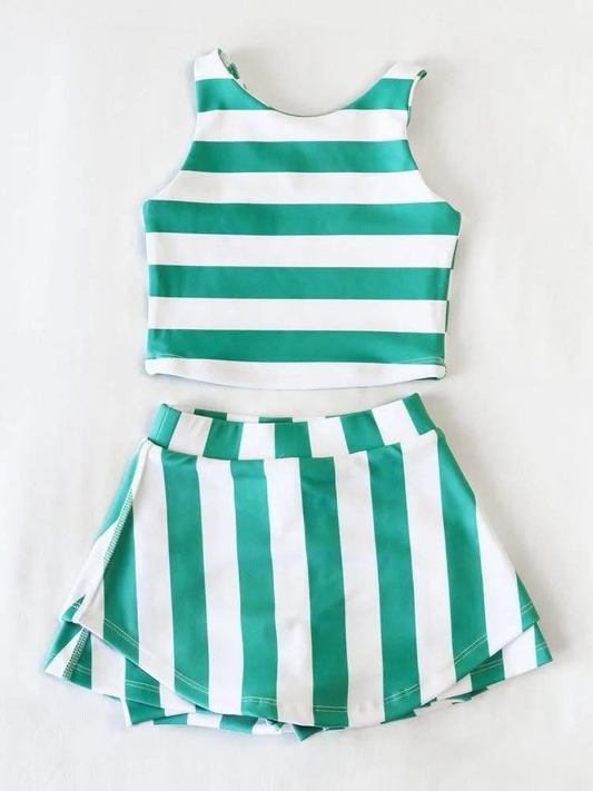 3.31 GSD2432 Stripe Baby Girls Yoga Skort Knee Length Dresses Pre order