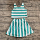 4.18 GSD2432 Baby Girls Sleeveless Green Stripe Top Skort Yoga Set Pre order