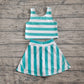 4.18 GSD2432 Baby Girls Sleeveless Green Stripe Top Skort Yoga Set Pre order