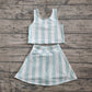 4.18 GSD2433 Baby Girls Blue Stripes Athletic Active Wear Top Shorts Skirts Outfits Pre order