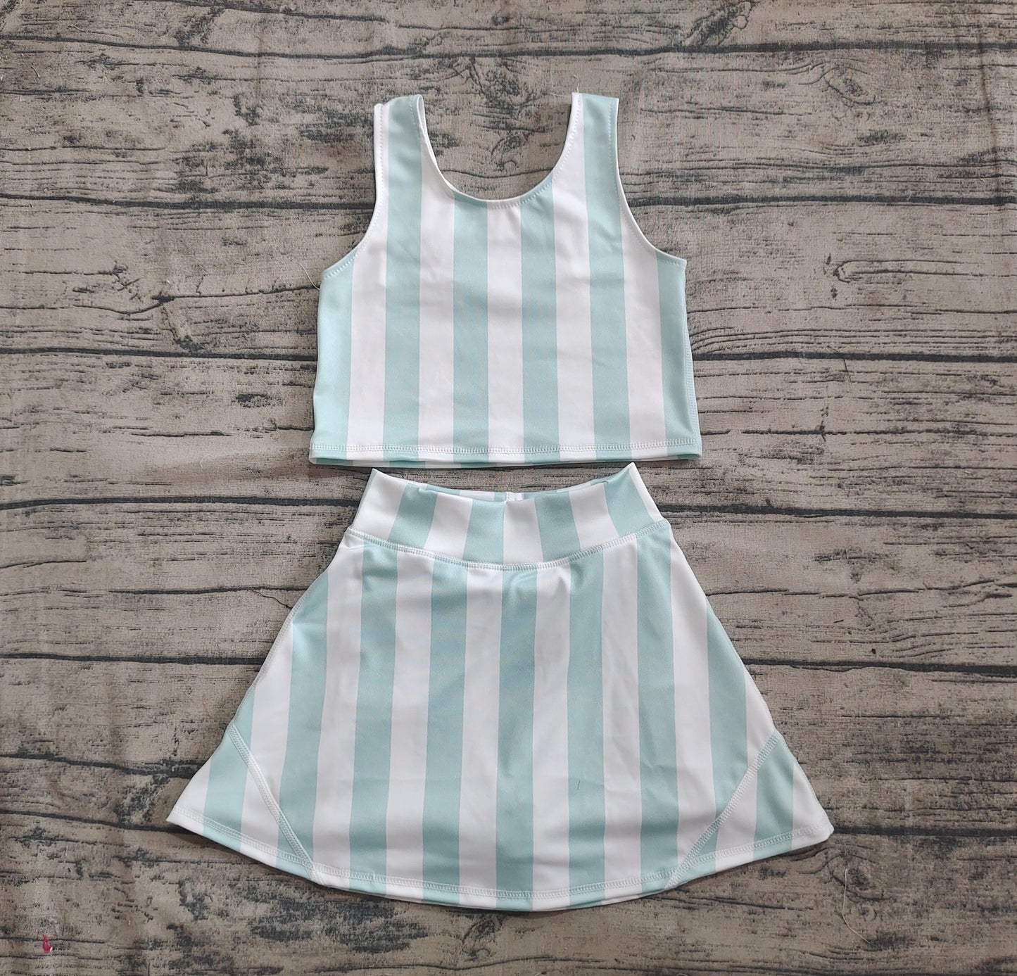 4.18 GSD2433 Baby Girls Blue Stripes Athletic Active Wear Top Shorts Skirts Outfits Pre order