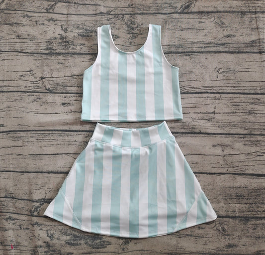 4.18 GSD2433 Baby Girls Blue Stripes Athletic Active Wear Top Shorts Skirts Outfits Pre order