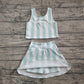 4.18 GSD2433 Baby Girls Blue Stripes Athletic Active Wear Top Shorts Skirts Outfits Pre order