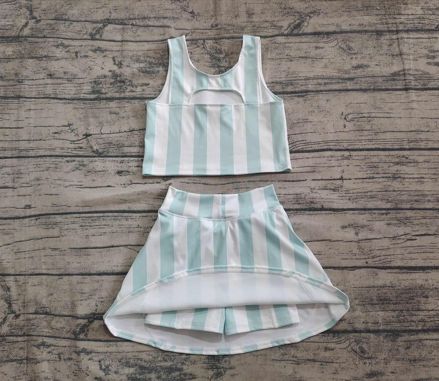4.18 GSD2433 Baby Girls Blue Stripes Athletic Active Wear Top Shorts Skirts Outfits Pre order