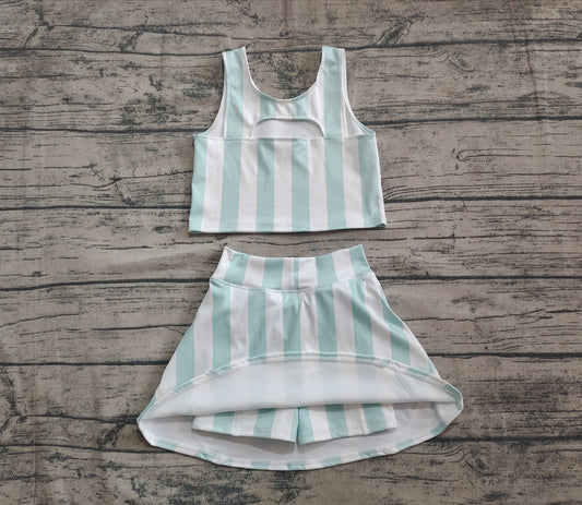 4.18 GSD2433 Baby Girls Blue Stripes Athletic Active Wear Top Shorts Skirts Outfits Pre order