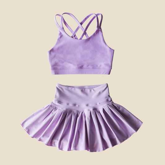 4.1 GSD2434 Light Purple Baby Girls Sleeveless Top Skort Yoga Set Pre order