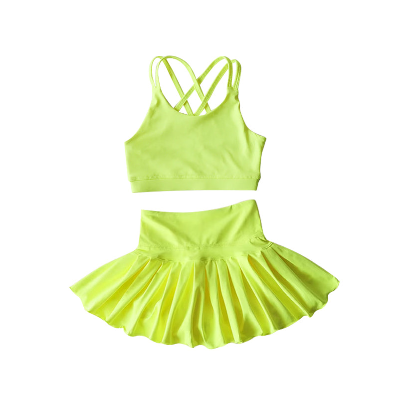 4.1  GSD2437 Yellow Baby Girls Sleeveless Top Skort Yoga Set Pre order