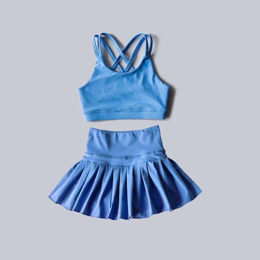 4.1  GSD2441 Dark Blue Baby Girls Sleeveless Top Skort Yoga Set Pre order