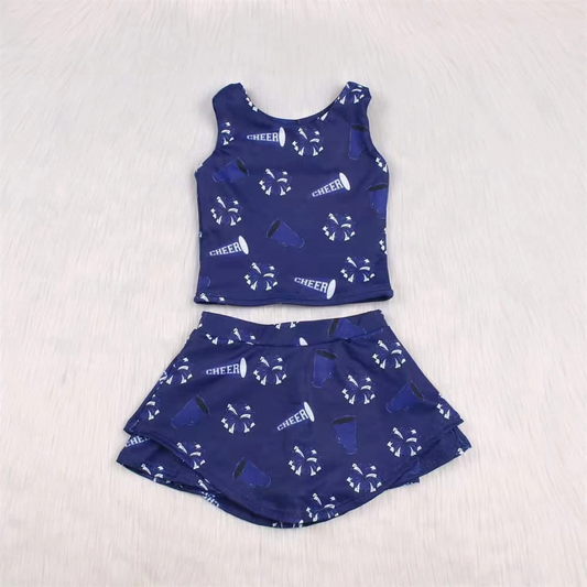 4.2 GSD2448 Baby Girls Navy Sleeveless Firework CHEER Top Skort Yoga Set Pre order