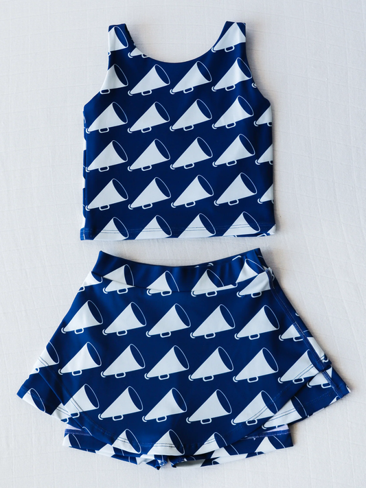 4.2 GSD2451 Baby Girls Hot Blue Sleeveless CHEER Top Skort Yoga Set Pre order