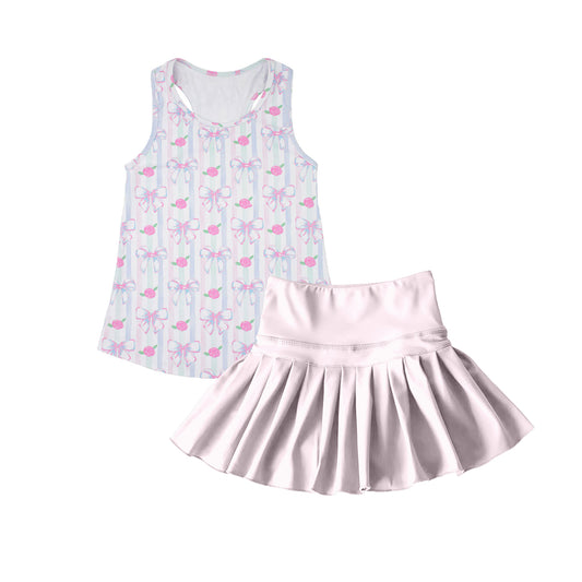 4.4 GSD2457 Baby Girls Sleeveless Bows Top Skort Yoga Set Pre order