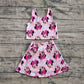 4.18 GSD2460 Baby Girls Sleeveless Pink Plaid Cartoon Mouse Top Skort Yoga Set Pre order