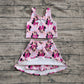 4.18 GSD2460 Baby Girls Sleeveless Pink Plaid Cartoon Mouse Top Skort Yoga Set Pre order