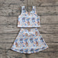 4.18 GSD2469 Baby Girls Sleeveless Cartoon Dogs Rainbows Top Skort Yoga Set Pre order