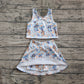 4.18 GSD2469 Baby Girls Sleeveless Cartoon Dogs Rainbows Top Skort Yoga Set Pre order