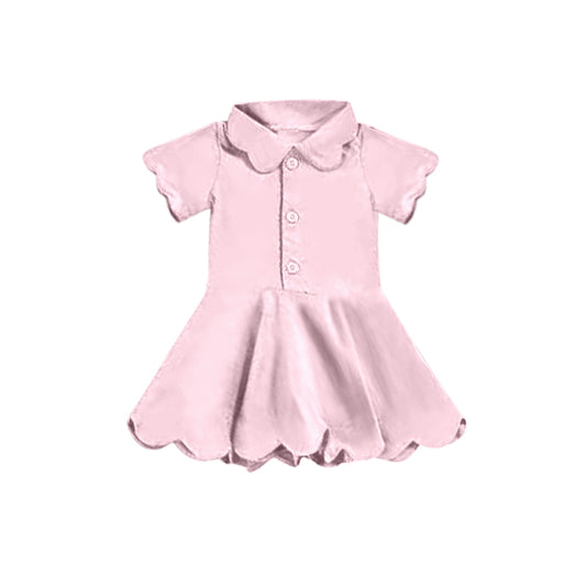 4.8 GSD2471 Baby Girls Pink Short Sleeves Button Yoga Knee Length Dresses Pre order