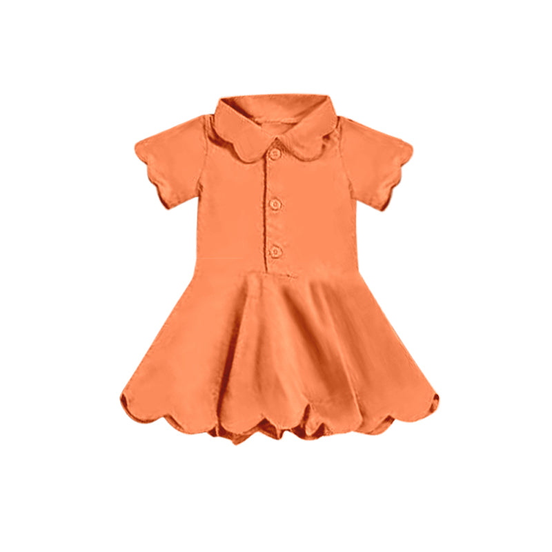 4.8 GSD2473 Baby Girls Orange Short Sleeves Button Yoga Knee Length Dresses Pre order