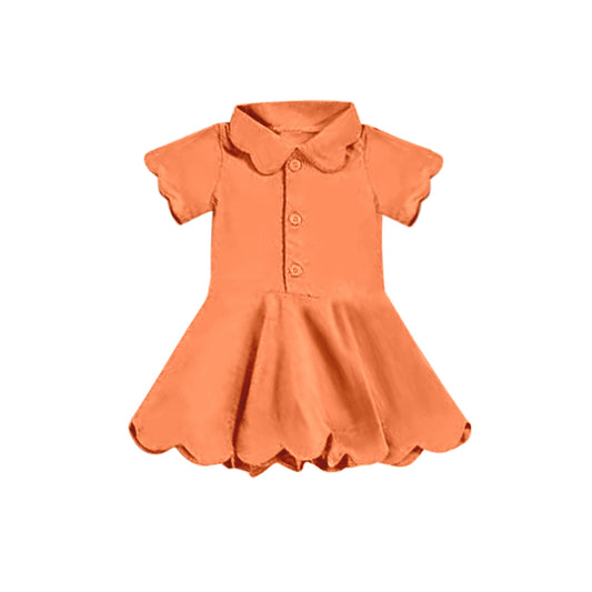 4.8 GSD2473 Baby Girls Orange Short Sleeves Button Yoga Knee Length Dresses Pre order