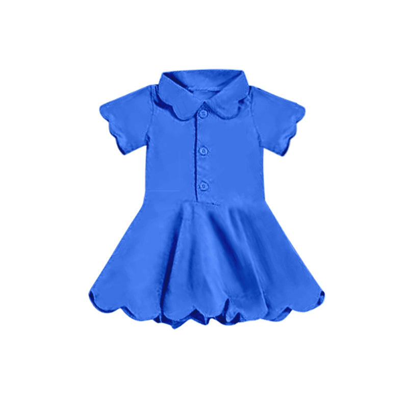 4.8 GSD2475 Baby Girls Blue Short Sleeves Button Yoga Knee Length Dresses Pre order