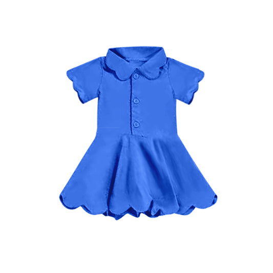 4.8 GSD2475 Baby Girls Blue Short Sleeves Button Yoga Knee Length Dresses Pre order
