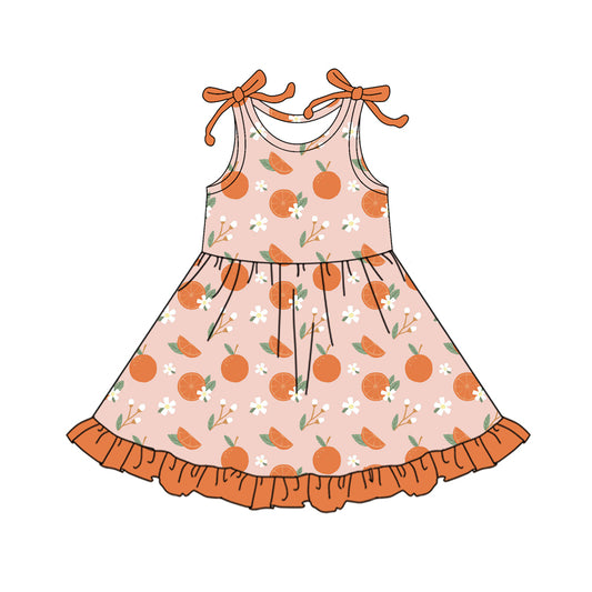 4.8 GSD2477 Baby Girls Strap Flowers Oranges Knee Length Dresses Pre order