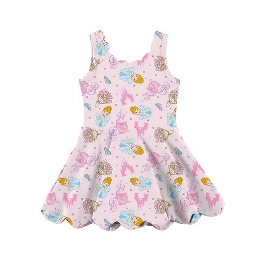 4.11 GSD2489 Baby Girls Pink Sleeveless Princess Yoga Knee Length Dresses Pre order