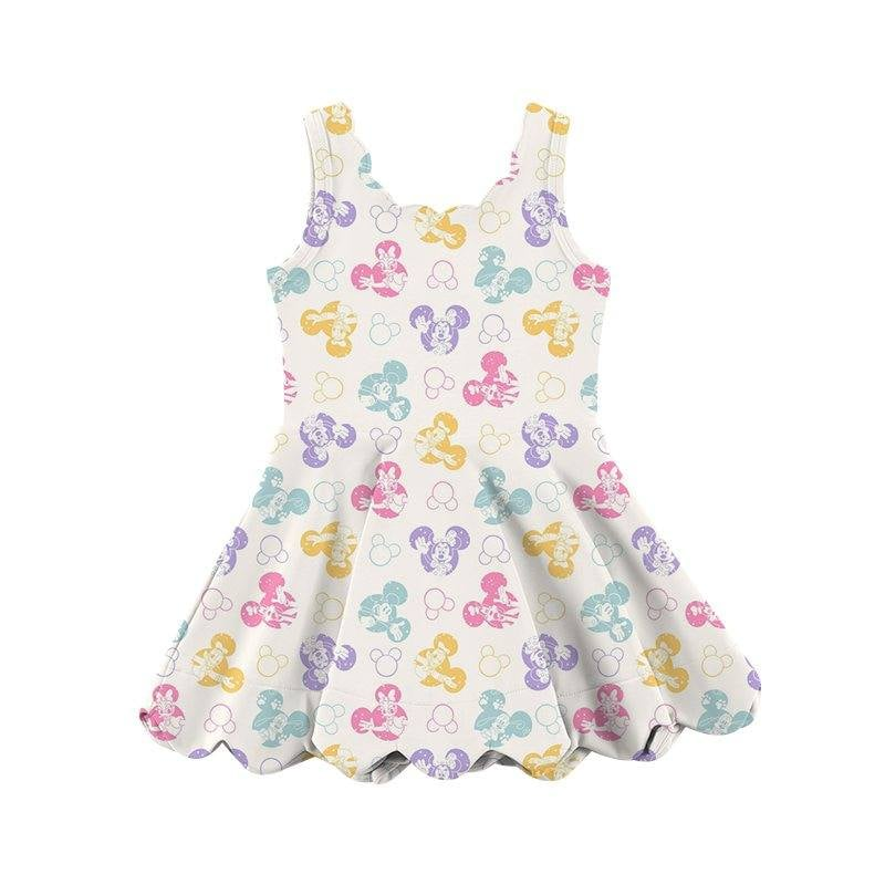 4.11 GSD2490 Baby Girls Sleeveless Colorful Cartoon Mouse Yoga Knee Length Dresses Pre order