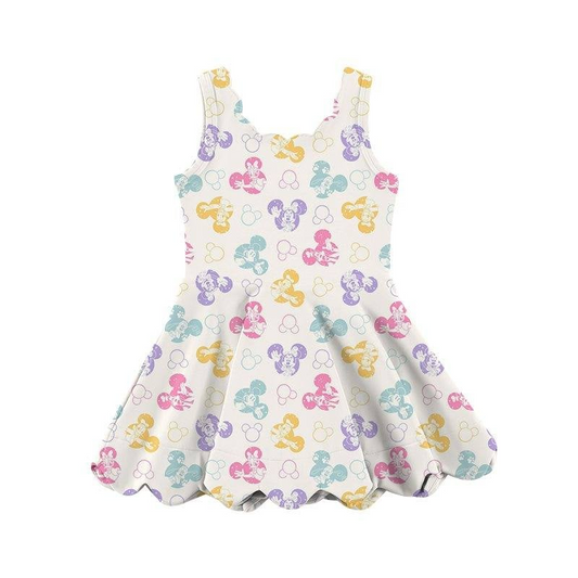 4.11 GSD2490 Baby Girls Sleeveless Colorful Cartoon Mouse Yoga Knee Length Dresses Pre order
