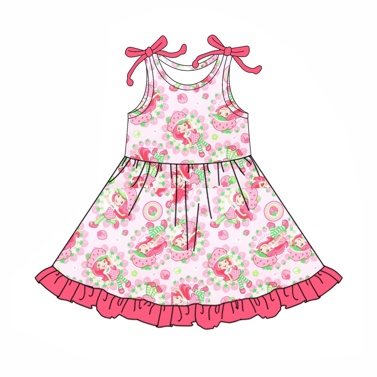 4.12 GSD2504 Summer Strawberry Girls Sleeveless Dress Pre order