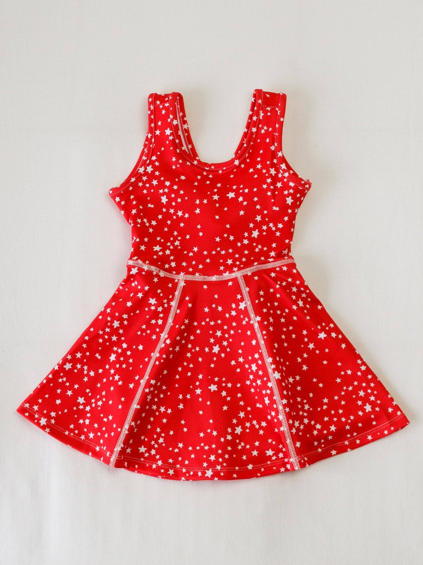 4.15 GSD2511 Baby Girls Red Sleeveless Stars Yoga Skorts Knee Length Dresses Pre order