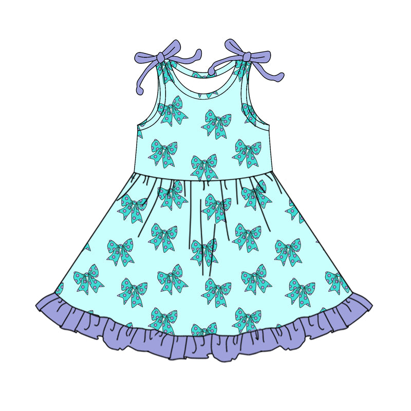 4.16 GSD2523 Baby Girls Aqua Sleeveless Bows Knee Length Dress Pre order