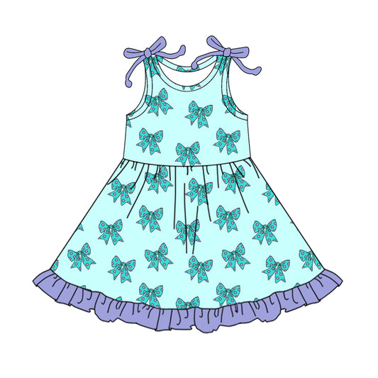 4.16 GSD2523 Baby Girls Aqua Sleeveless Bows Knee Length Dress Pre order