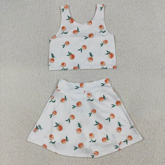 7.1 RTS NO MOQ Baby Girls Summer Kids Sets GSD2096 Aqua Yoga Vest Skirt Active Wear Clothes Sets