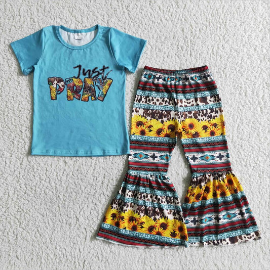 GSPO0031 Sunflower Girls Summer Children Clothing Kid Summer Boutique Outfits