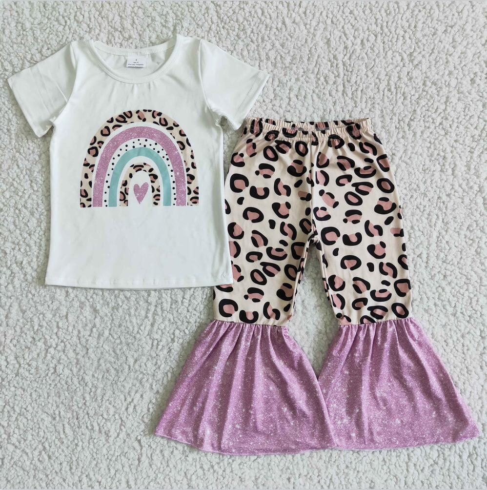 GSPO0036 Leopard Girls Summer Children Clothing Kid Summer Boutique Outfits