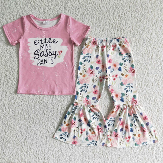 GSPO0062 Pink Floral Girls Summer Children Clothing Kid Summer Boutique Outfits