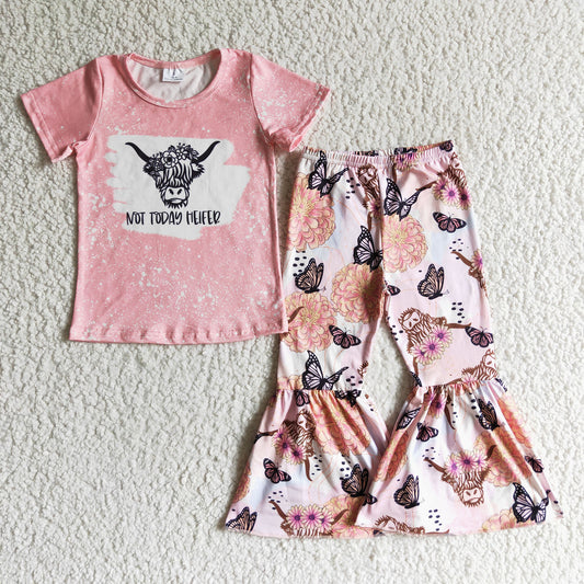 GSPO0082 Pink Cow Children Clothing Short Sleeve Kid Boutique Outfits