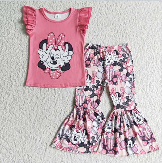 GSPO0076 Pink Girls Summer Children Clothing Sets Kid Summer Boutique Outfits