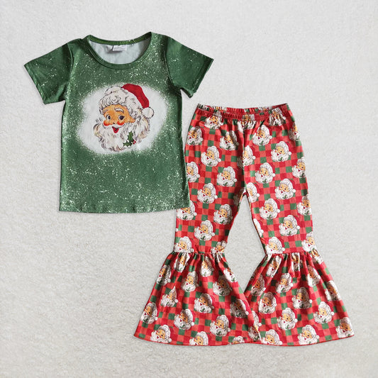 6.23 RTS NO MOQ Baby Girls Summer Kids Sets GSPO0182 Christmas Santa Red Bell Pants Sets