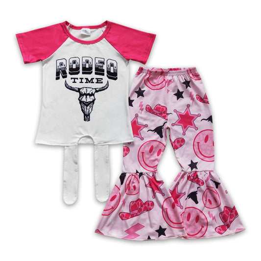 RTS NO MOQ Baby Girls Summer Sets GSPO0250 Western Boots Cow Bell Pants Clothes Sets