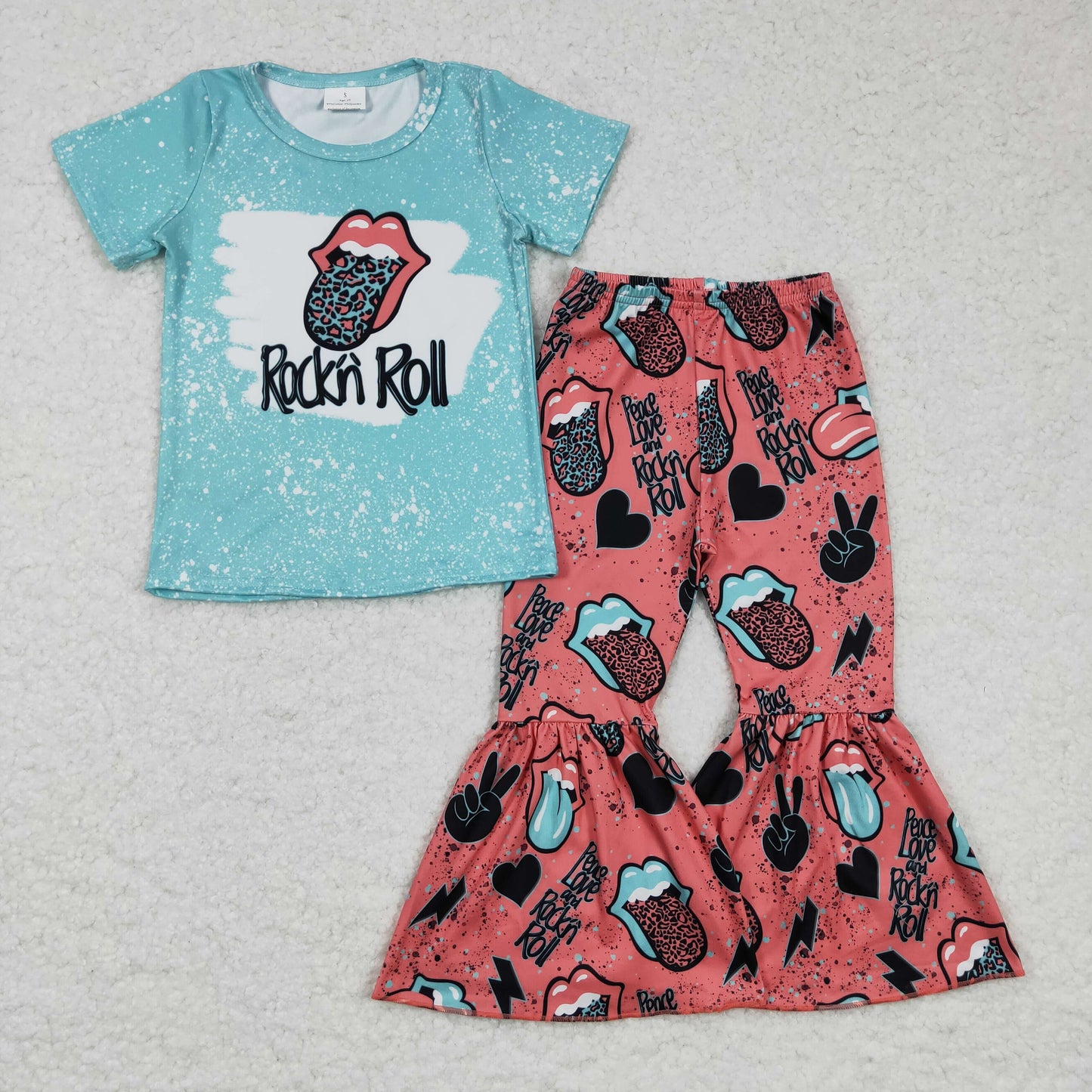 RTS NO MOQ Baby Girls Summer Sets GSPO0255 Tongue Leopard Bell Pants Clothes Sets