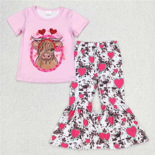 GSPO0416 Highland Cow Heart Outfit Clothing Set