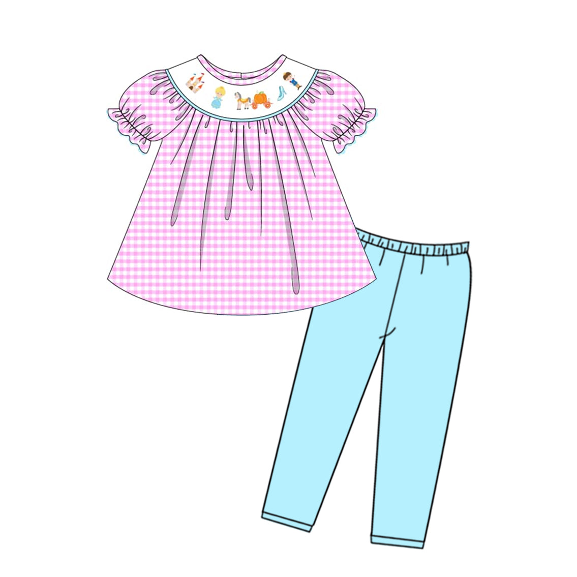 GSPO1526 Pink Cute Clothes Summer Short Sleeve Kid Clothing Set