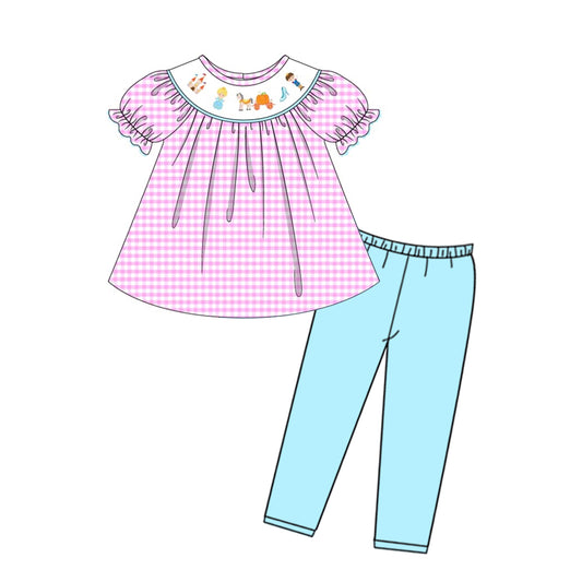 GSPO1526 Pink Cute Clothes Summer Short Sleeve Kid Clothing Set