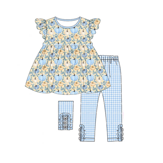 GSPO1530 Floral Cute Clothes Summer Short Sleeve Kid Clothing Set